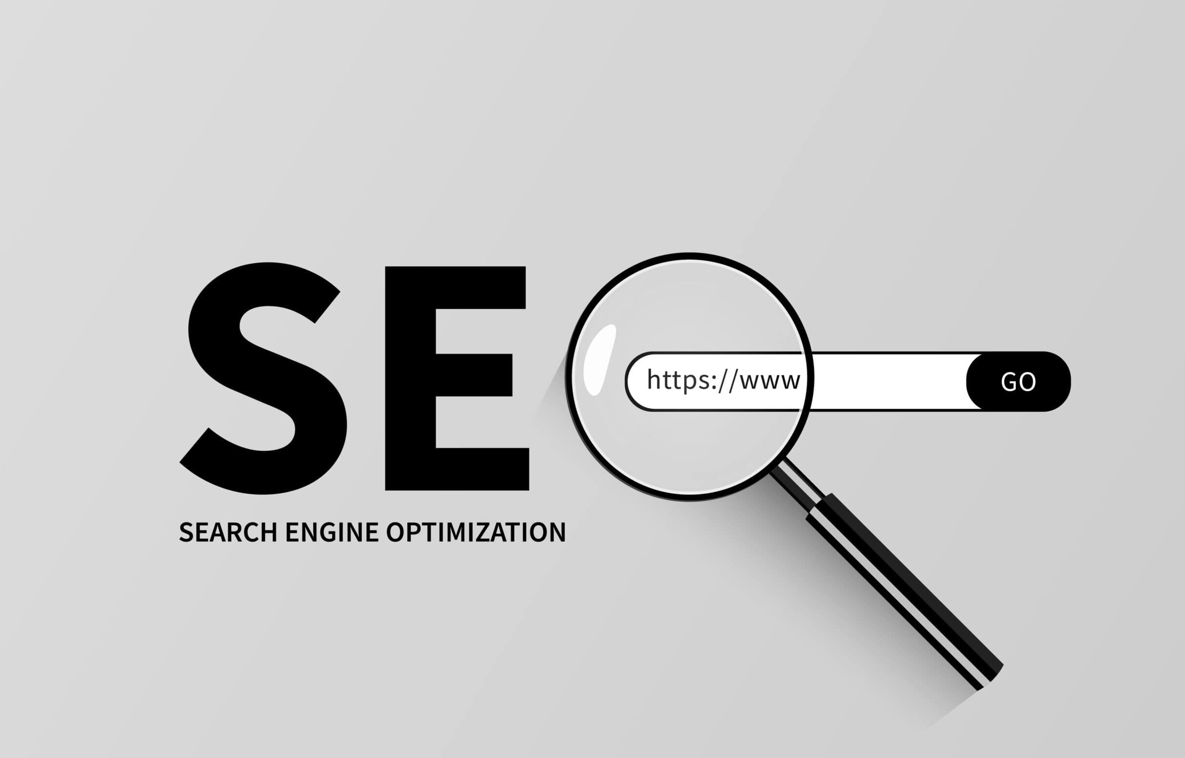 SEO - Search Engine Optimization mit Vergrößerungsglas